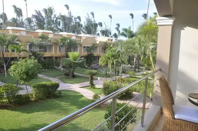 a view from the balcony of a resort at Apartamento con vista a la piscina in Las Terrenas