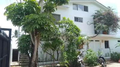 a white building with trees in front of it at NEW MORINGA in Las Terrenas