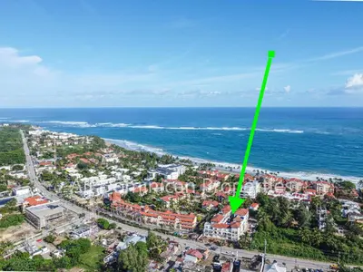 an aerial view of a city with a green line at Novus Mare, Cabarete center! in Cabarete