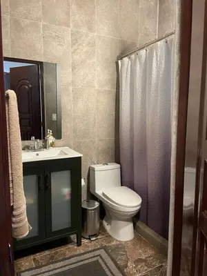 a bathroom with a toilet and a sink and a shower at Casa Jacaranda -10 pax, Cerca de la Playa in Las Galeras