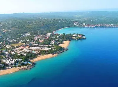 an aerial view of an island in a body of water at Villa Collie Luxury Retreat7 King Master BRMaid in Sosúa