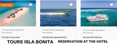 three pictures of a boat in the water and a beach at La Isla Bonita in Punta Rucia