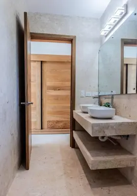 a bathroom with a sink and a mirror at Private Villa 4 BR at Playa Bonita, Las Terrenas in Las Terrenas
