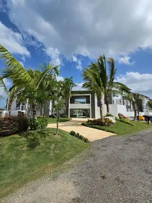 a house with palm trees and a driveway at Paradise Dream Dominicus in La Laguna