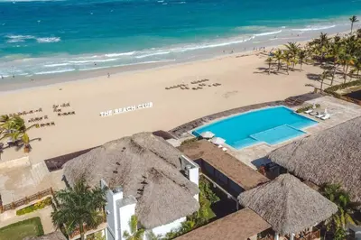 an aerial view of the beach and the ocean at Modern & relaxing penthouse Lake and Golf View in Punta Cana