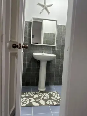 a bathroom with a sink and a mirror at EL TOUCAN, Apartament in bayahibe in Bayahibe