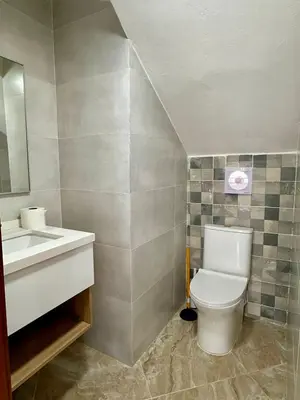 a bathroom with a toilet and a sink at Villa Selina in Punta Cana