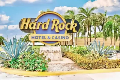 a rendering of the hard rock hotel and casino sign at Cana Rock Star-Two apartments very close-Ground floor direct access to the pool in Punta Cana