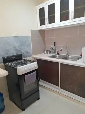 a small kitchen with a stove and a sink at SDQ Apartamento Marbella 3 in La Ureña
