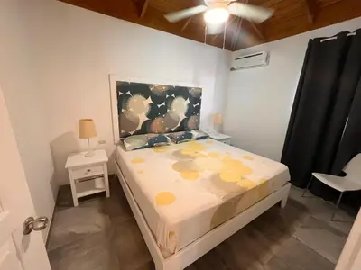 a bedroom with a bed with a painting on the wall at Vittoria's House 402 in Bayahibe