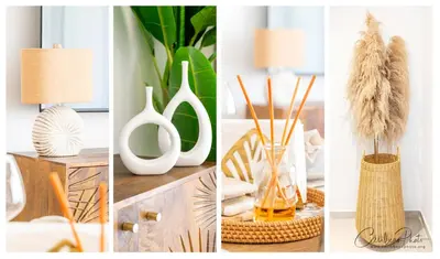 a collage of four pictures of vases on a table at Estrella Dominicus deluxe Apartment in La Laguna