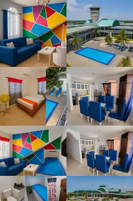 a collage of four different pictures of furniture at Villa Privada con Piscina a Minutos del Aeropuerto de Santo Domingo in Boca Chica