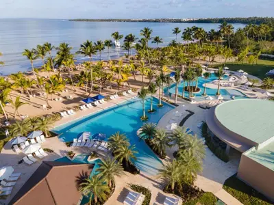 an aerial view of the pool at the resort at Viva Miches by Wyndham, a Trademark All Inclusive Resort in Miches