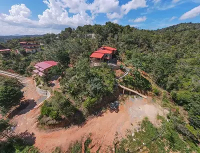 an aerial view of a house on top of a hill at Villa Tortuga Constanza in Constanza
