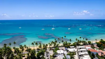 an aerial view of the beach and ocean at Departamento en las Terrenas a pie de Playa in Las Terrenas