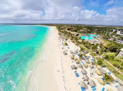an aerial view of the beach at the excellence punta cana resort at Punta Cana 1-Bed Apt Sleeps 4 with Pool & Hot Tub in Punta Cana