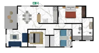 a drawing of a floor plan of a house at 6B Santiago Harmonic Apt Especially For You in Santiago de los Caballeros