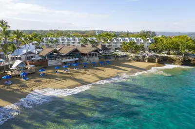 an aerial view of the beach at a resort at Select Sosua Adults Only, Trademark by Wyndham All Inclusive in Sosúa