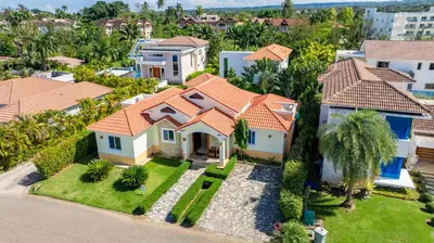 an aerial view of a house at Sosua Ocean Village, Villa 11, Garden Dream in Sosúa