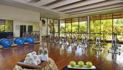 a room with a gym with a bunch of exercise equipment at Paradisus Punta Cana Resort All Inclusive in Punta Cana