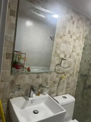 a bathroom with a sink and a toilet and a mirror at Sol tropical in La Grúa