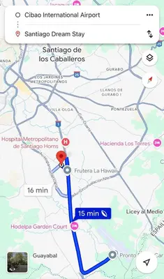 a screenshot of a google map of the santa ana international airport at Pool & Gym - 10min Aeropuerto y HOMS - Dream Stay in Santiago de los Caballeros