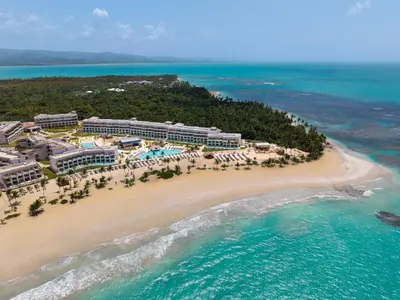 an aerial view of a resort on a beach at Secrets Playa Esmeralda Resort & Spa - All Inclusive in Miches