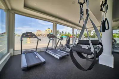 a row of treadmills in a gym at Bahia Principe Grand El Portillo - All Inclusive in Las Terrenas