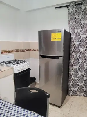 a kitchen with a stainless steel refrigerator and a stove at Fantastic apartment 1Rooms zona colonial in Santo Domingo