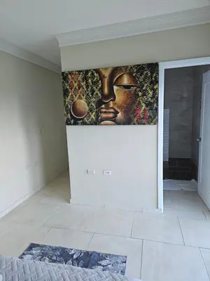 a mural of a face on the wall of a room at Full Department 2 hab in Las Terrenas