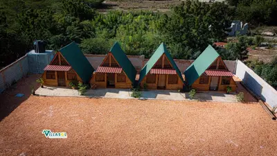 an overhead view of a building with green roofs at VillaSol un descanso en pedernales in Pedernales