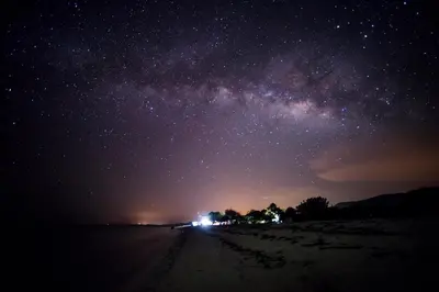 a starry night with the milky way in the sky at Buen Hombre Kite School with Accommodations in La Costa de Buen Hombre