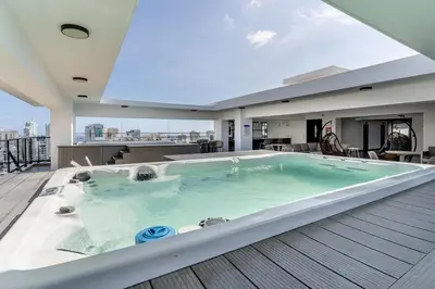 a hot tub on the roof of a building at Luxury apt city views in the center of the city in Santo Domingo