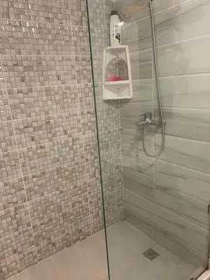 a bathroom with a shower with a glass door at Cómodo y acogedor in Los Paredones