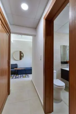 a bathroom with a toilet and a sink at Gorgeous Banana Places QDA-IV in Santo Domingo