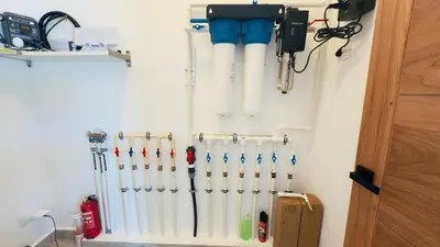 a room with pipes and tools on a wall at Oceanview Villa With King Beds in Las Terrenas
