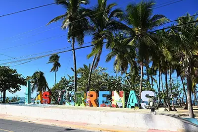 a sign that says paradise on a wall with palm trees at La Anshihi in Las Terrenas