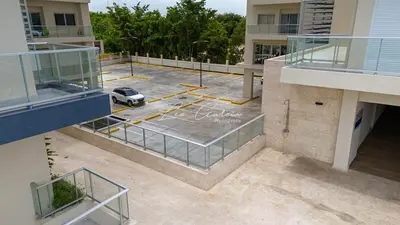an overhead view of a parking lot with a car on it at Rosa s Hidden Gem beach wifi in Los Corrales