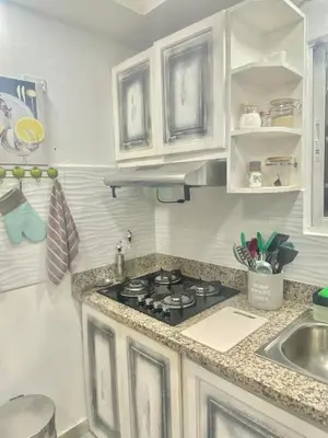 a kitchen with a stove and a sink at Lovely apartment colonial zone in Santo Domingo