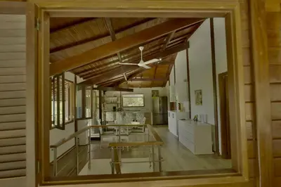 a view of the living room from the dining room at Villa Jimi Las Terrenas in El Naranjito
