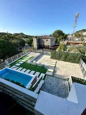 an aerial view of a house with a swimming pool at Two levels Las Terrenas near to beaches in Las Terrenas