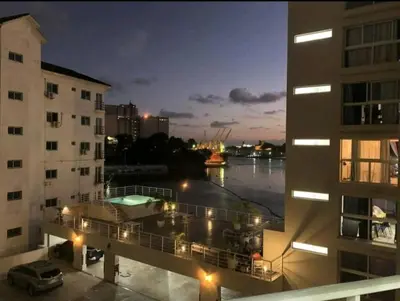 a view of a parking lot from a balcony of a building at Luxury apartment Riviera Colonial in Calero