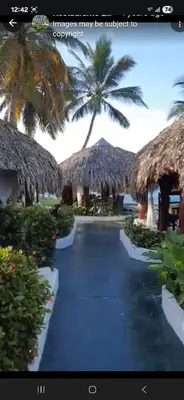 a video of a resort pathway with palm trees at Costa Azul Skibel 2 br in Santo Domingo