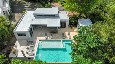 an aerial view of a house with a swimming pool at Casa Linda Villa 767 - Sosua in Sosúa