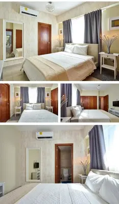 two pictures of a hotel room with a bed at YOUR SPACE IN SANTO DOMINGO Gazcue in Colorado