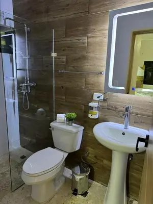 a bathroom with a toilet and a sink at Villa para grupos in Concepción de La Vega