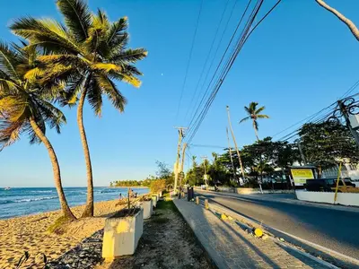 a street with palm trees on the beach at Las Terrenas La Dolce Vita 7, Captivating and Exciting in Las Terrenas