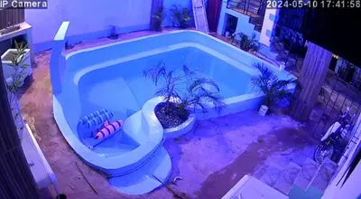 a large blue swimming pool with a plant in it at Alexel Property