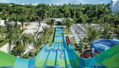 an aerial view of a water slide at a water park at Riu Bambu - All Inclusive in Punta Cana