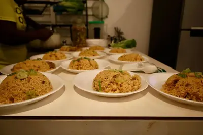 a group of plates of food on a table at Bed-Breakfast lunch Tropical Private-room in Santa Bárbara de Samaná